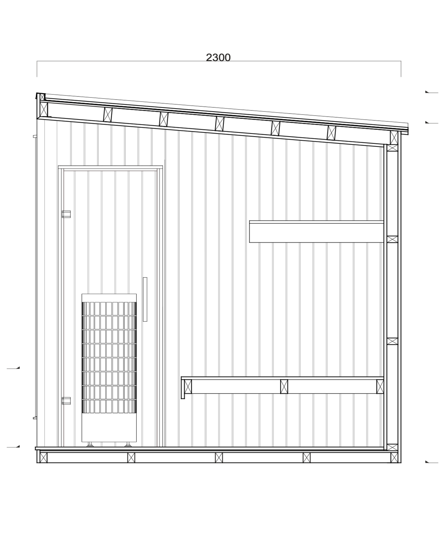 Technical elevation with dimensions