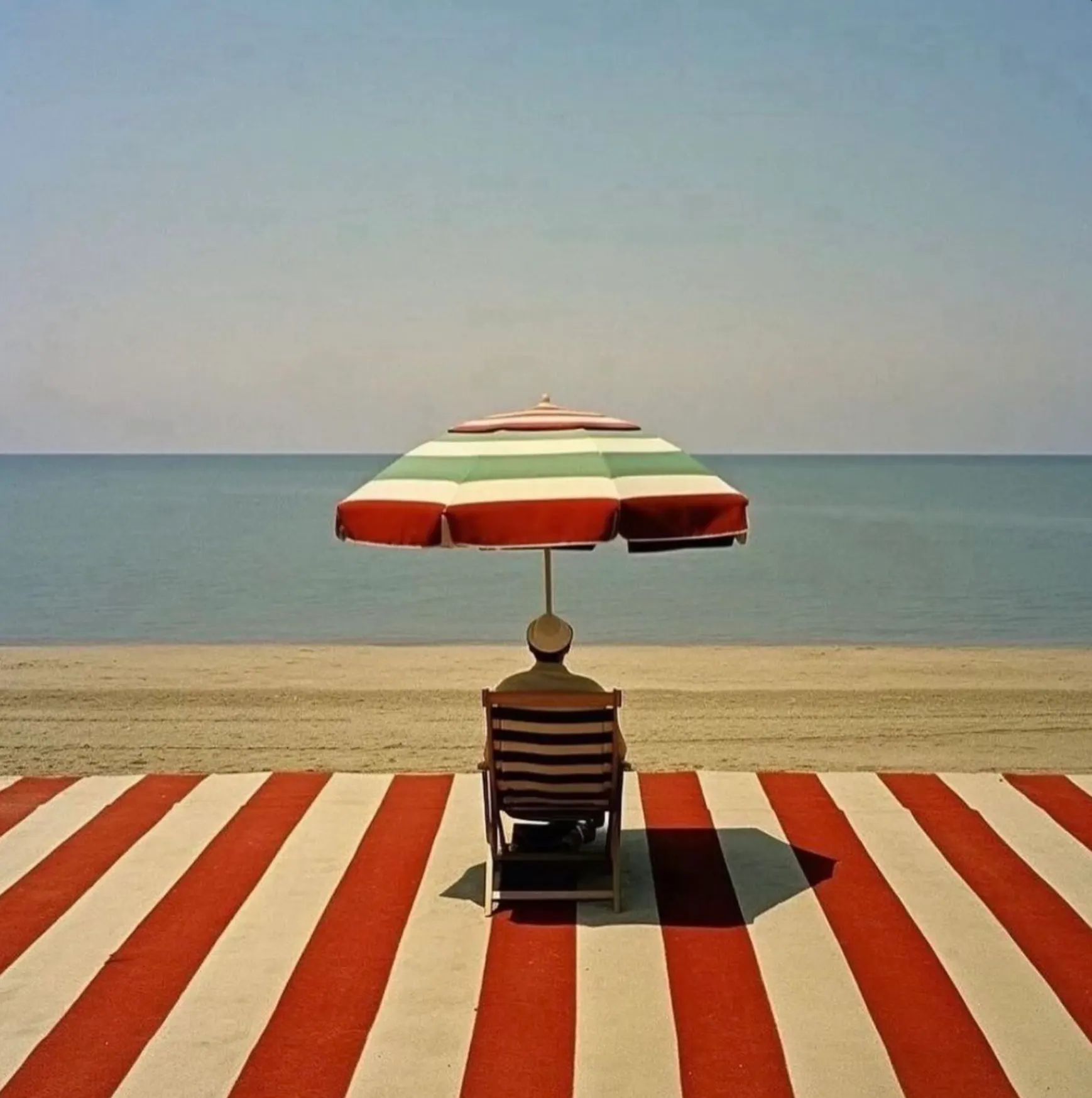 Striped beach umbrella artwork